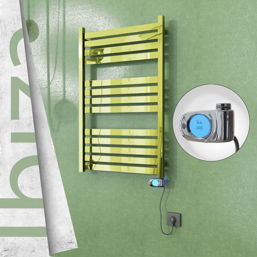 Ibiza Electric Stainless Steel Towel Rail 600x960 Gold (Musa Thermostat) 300W - 1