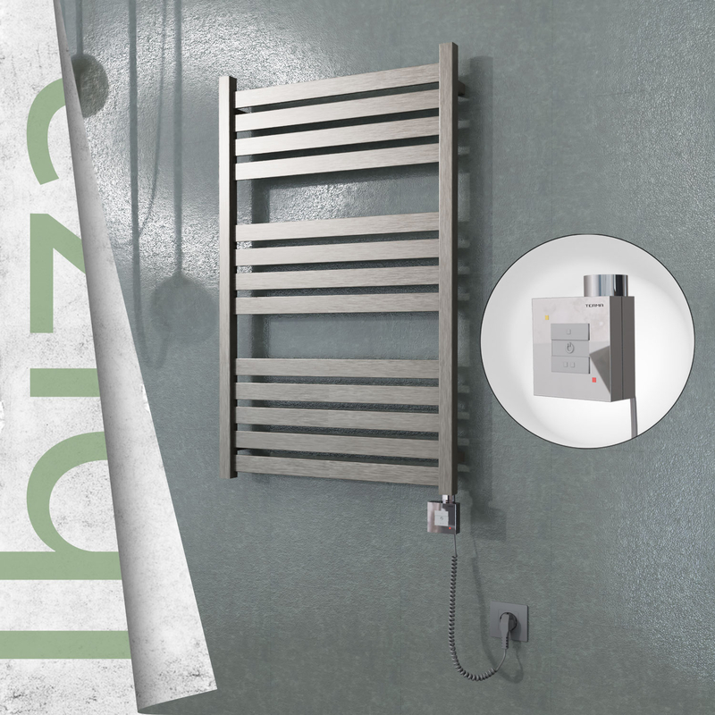 Ibiza Electric Stainless Steel Towel Rail 600x960 Satin Gold (KTX1 Thermostat) 300W Spiral Cable