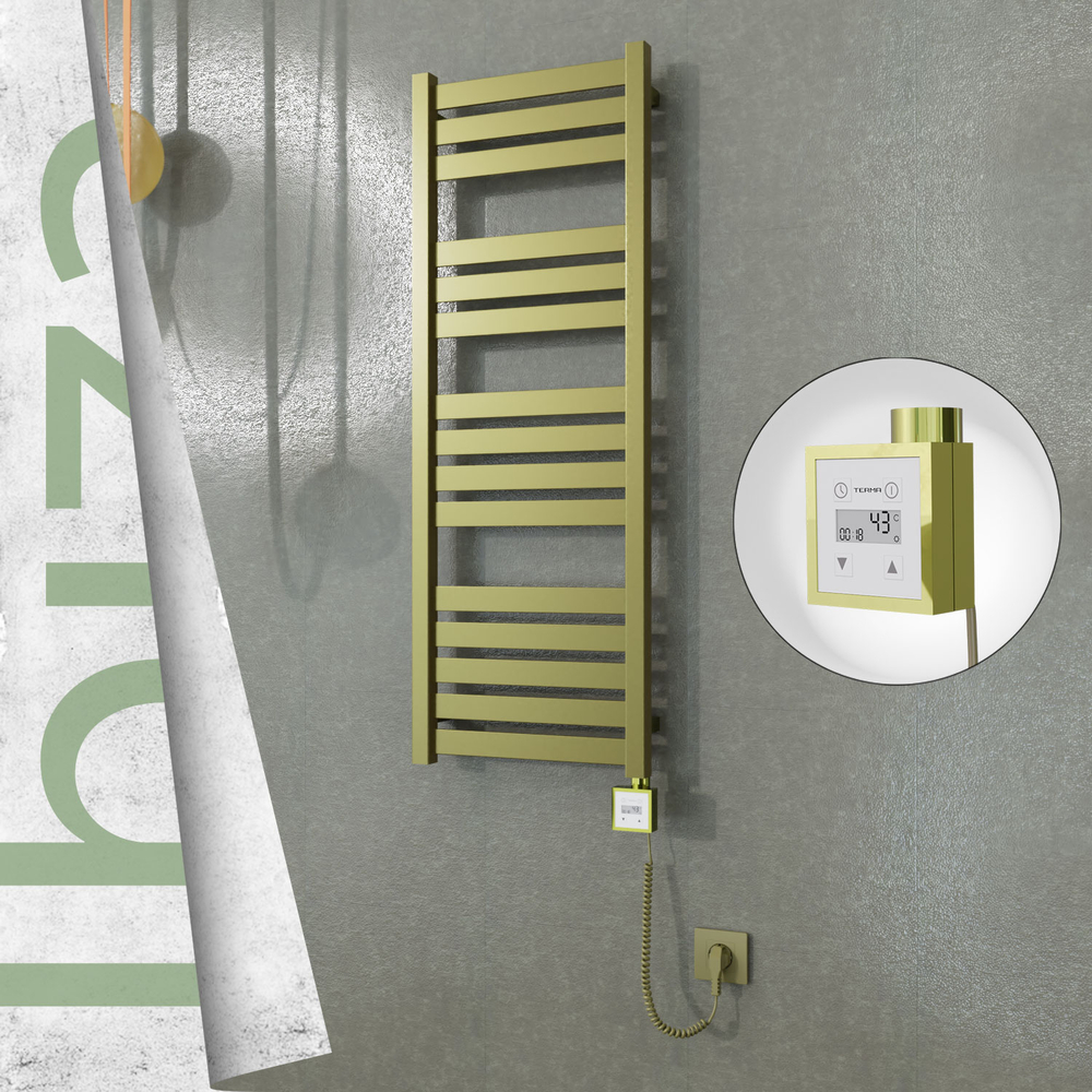Ibiza Elektrikli Paslanmaz Çelik Havlupan 400x1165 Satine Altın (KTX3 Termostat) 300W Spiral Kablolu - 1