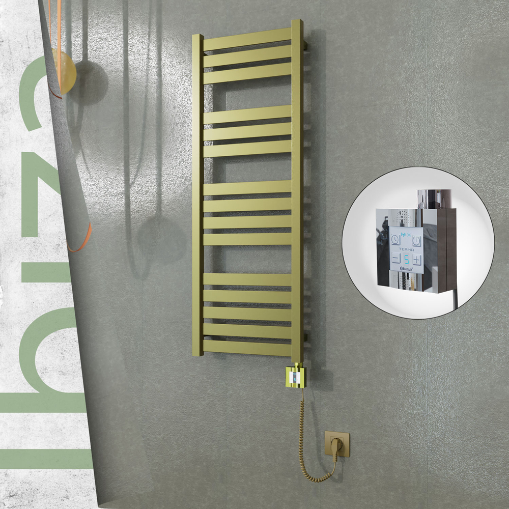 Ibiza Elektrikli Paslanmaz Çelik Havlupan 400x1165 Satine Altın (KTX4 Termostat) 300W Spiral Kablolu - 1