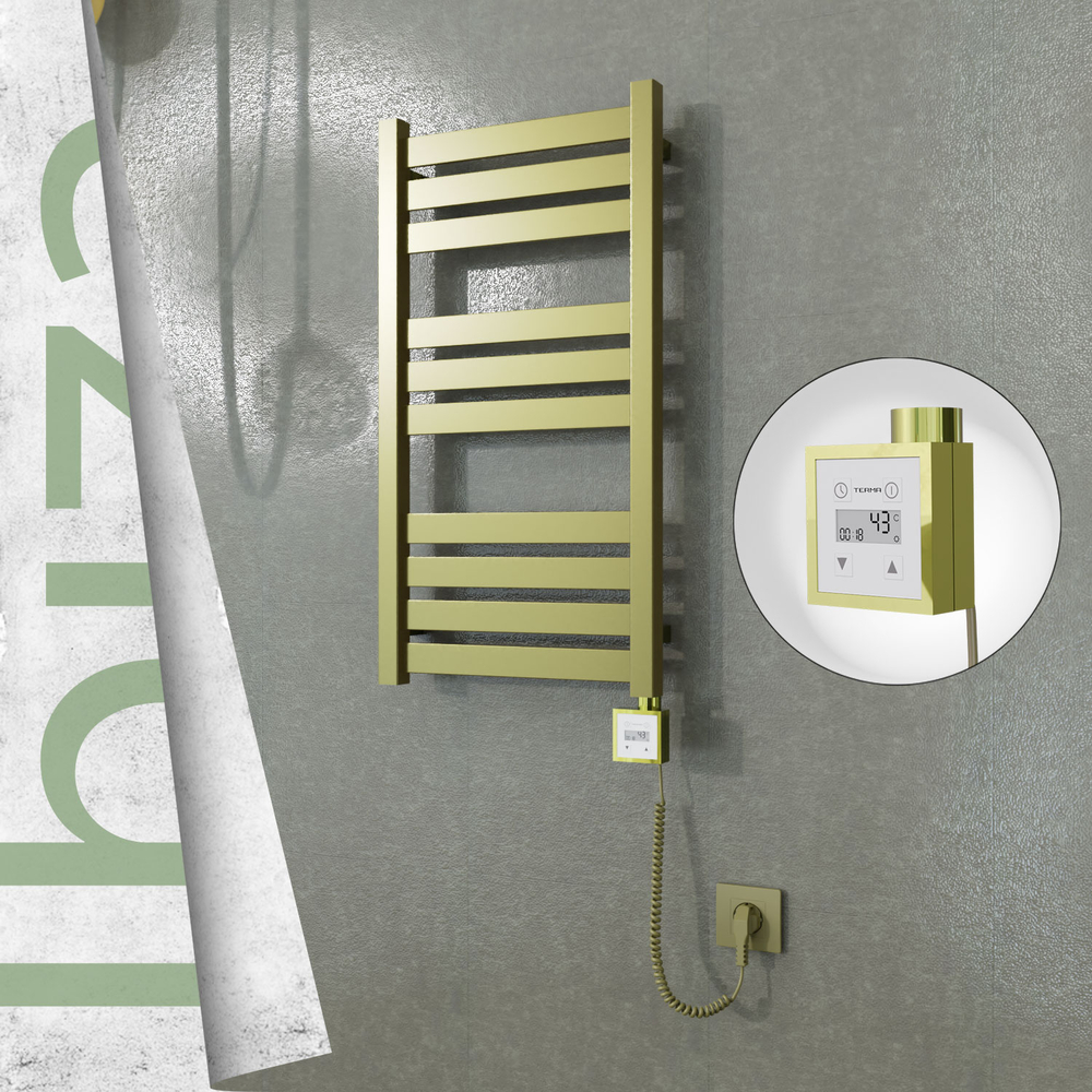 Ibiza Elektrikli Paslanmaz Çelik Havlupan 400x780 Satine Altın (KTX3 Termostat) 200W Spiral Kablolu - 1