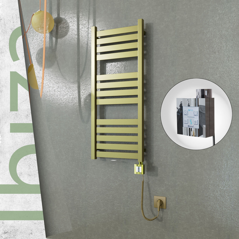 Ibiza Elektrikli Paslanmaz Çelik Havlupan 400x960 Satine Altın (KTX4 Termostat) 300W Spiral Kablolu 