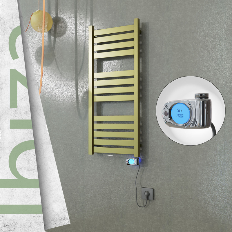 Ibiza Elektrikli Paslanmaz Çelik Havlupan 400x960 Satine Altın (Musa Termostat) 300W 