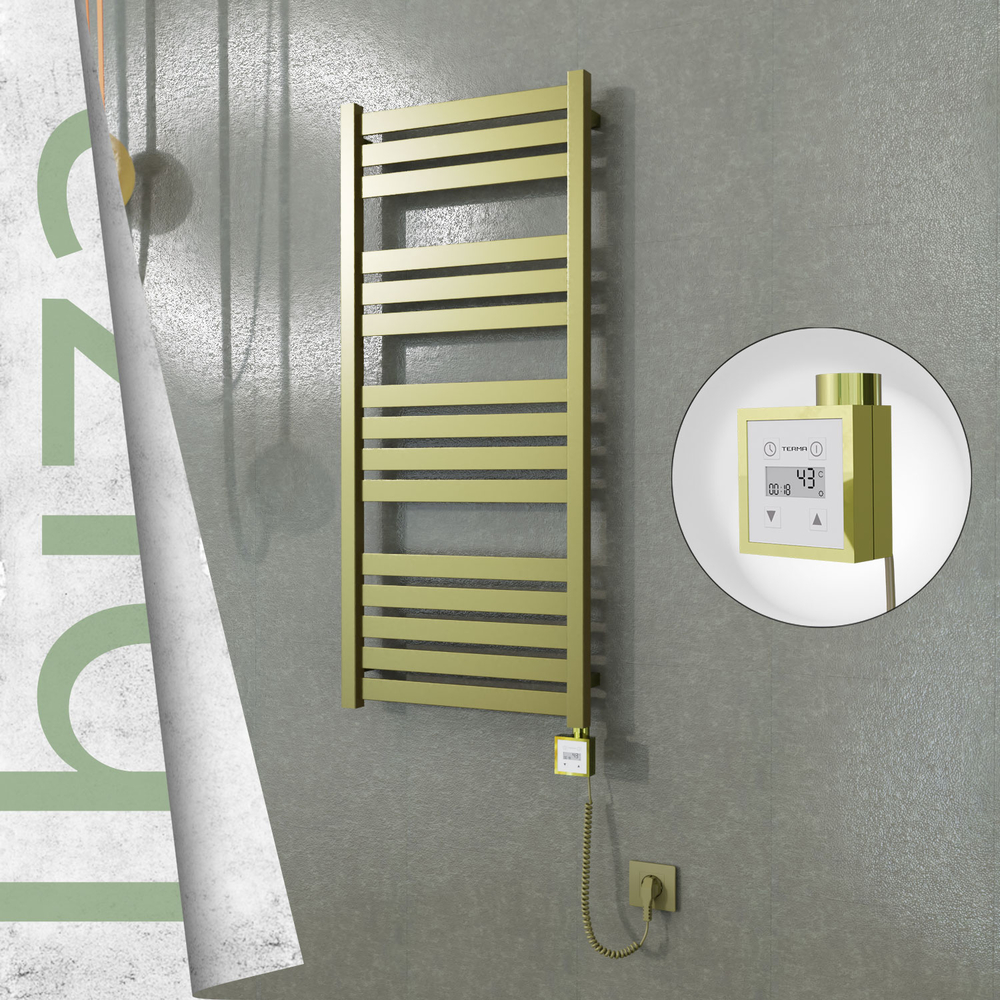 Ibiza Elektrikli Paslanmaz Çelik Havlupan 500x1165 Satine Altın (KTX3 Termostat) 300W Spiral Kablolu - 1