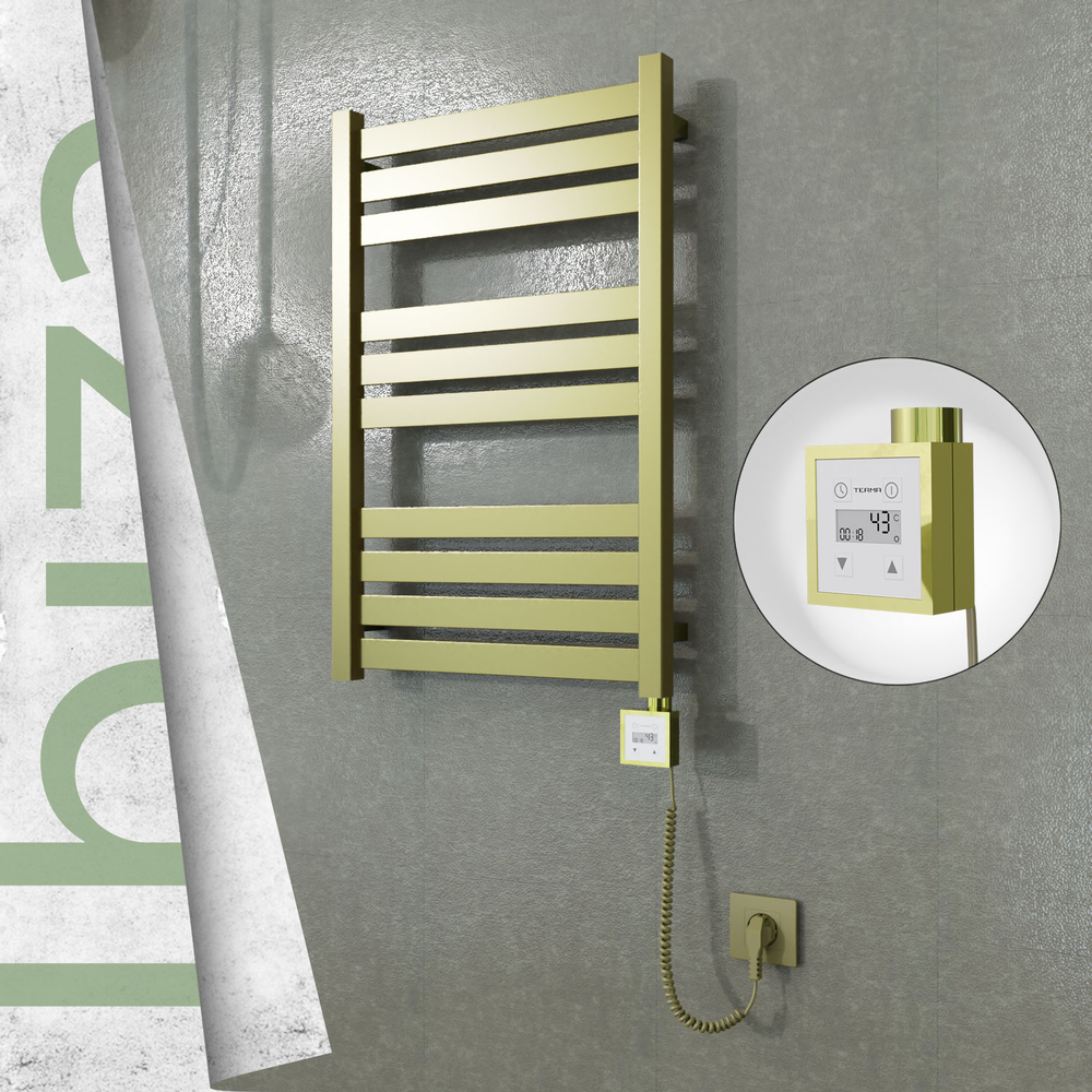 Ibiza Elektrikli Paslanmaz Çelik Havlupan 500x780 Satine Altın (KTX3 Termostat) 300W Spiral Kablolu - 1