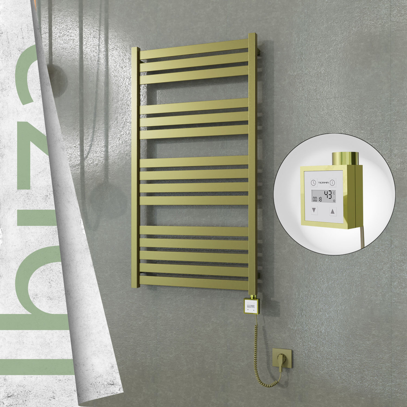 Ibiza Elektrikli Paslanmaz Çelik Havlupan 600x1165 Satine Altın (KTX3 Termostat) 600W Spiral Kablolu