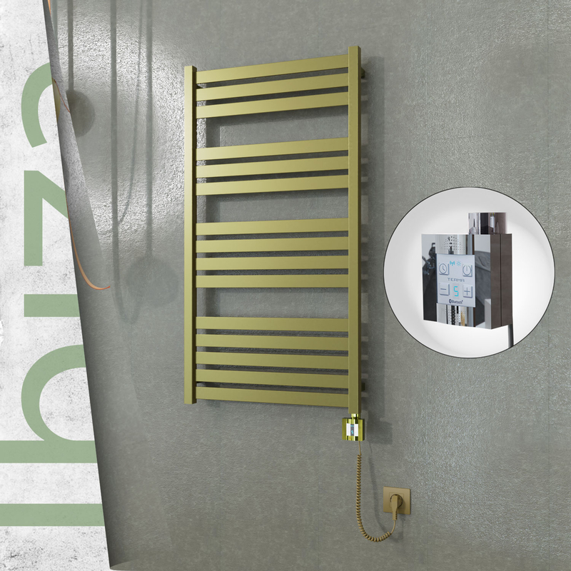 Ibiza Elektrikli Paslanmaz Çelik Havlupan 600x1165 Satine Altın (KTX4 Termostat) 600W Spiral Kablolu