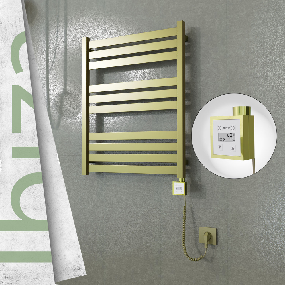 Ibiza Elektrikli Paslanmaz Çelik Havlupan 600x780 Satine Altın (KTX3 Termostat) 300W Spiral Kablolu - 1
