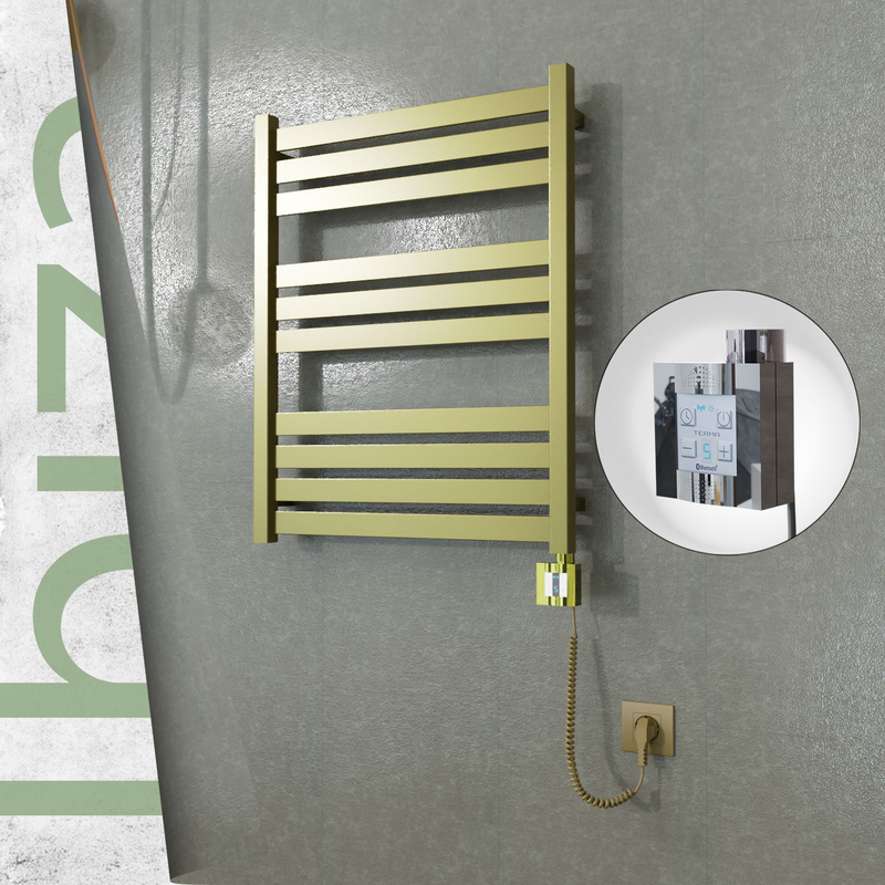 Ibiza Elektrikli Paslanmaz Çelik Havlupan 600x780 Satine Altın (KTX4 Termostat) 300W Spiral Kablolu