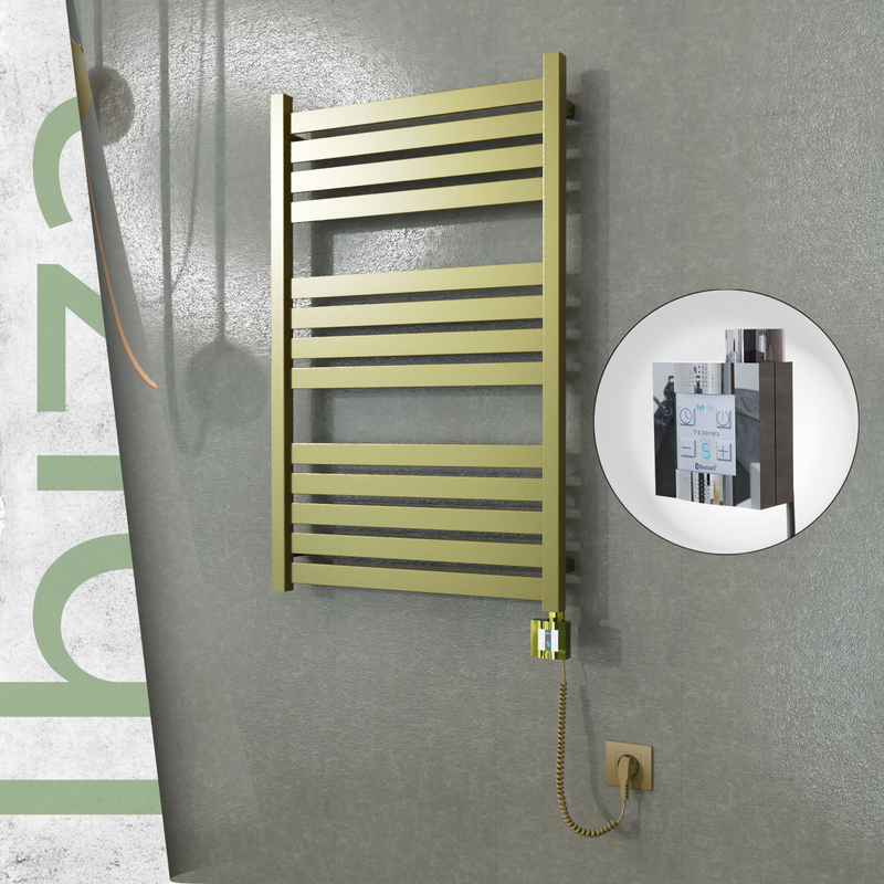 Ibiza Elektrikli Paslanmaz Çelik Havlupan 600x960 Satine Altın (KTX4 Termostat) 300W Spiral Kablolu