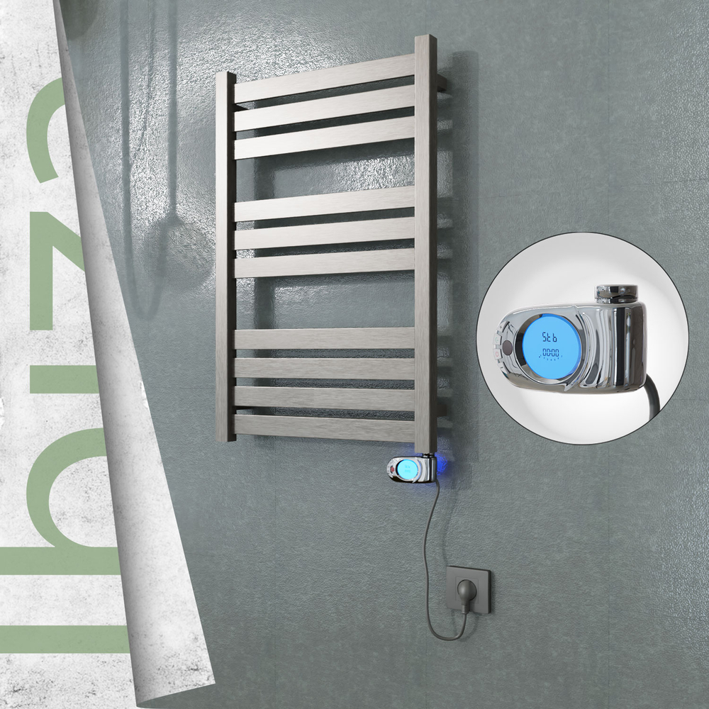 Ibiza Sèche-serviettes en Inox 500x780 Poli Satiné (Musa Thermostat) 300W - 1