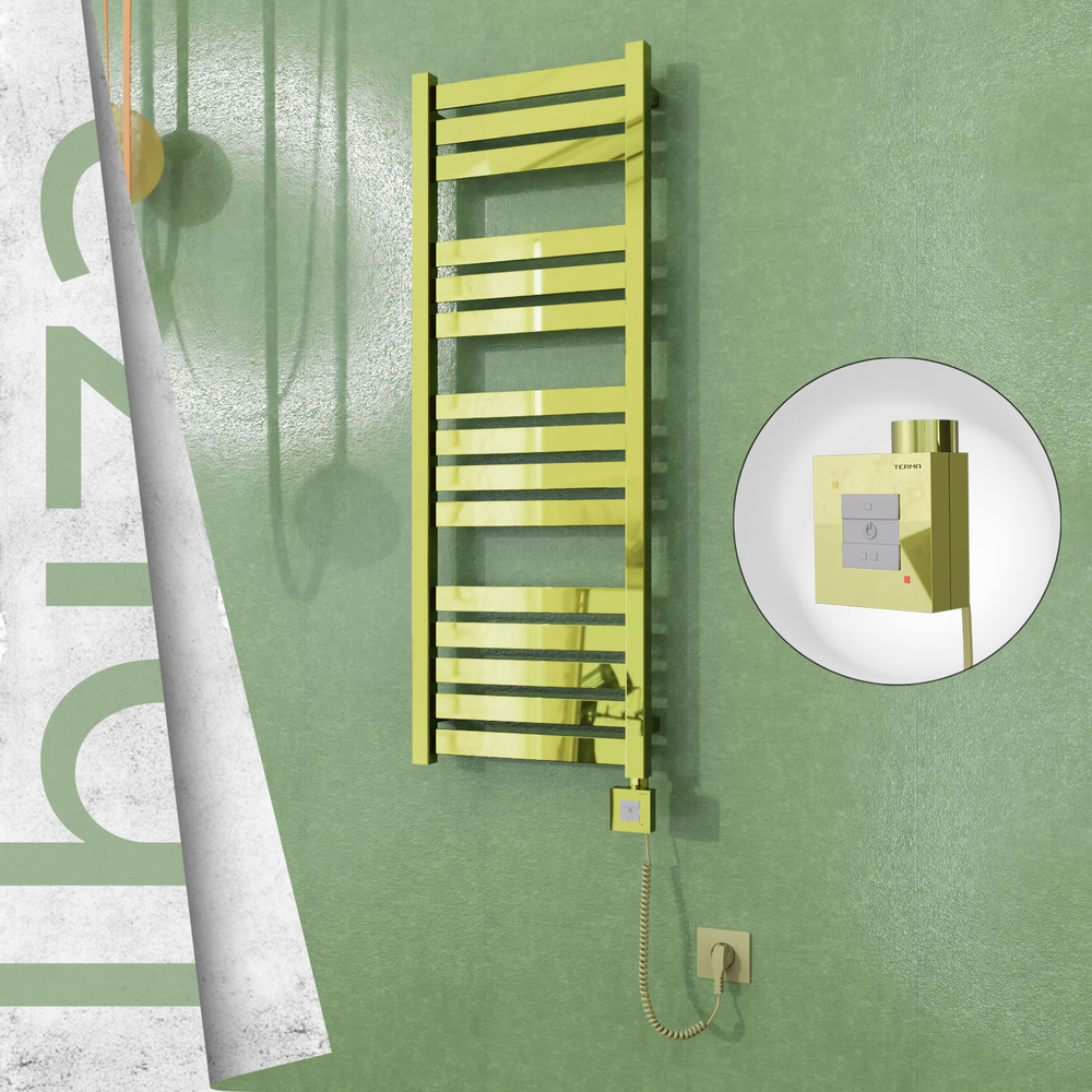 Ibiza Sèche-serviettes Électrique en Inox 400x1165 Doré (KTX1 Thermostat) 300W Câble Spiralé - 1