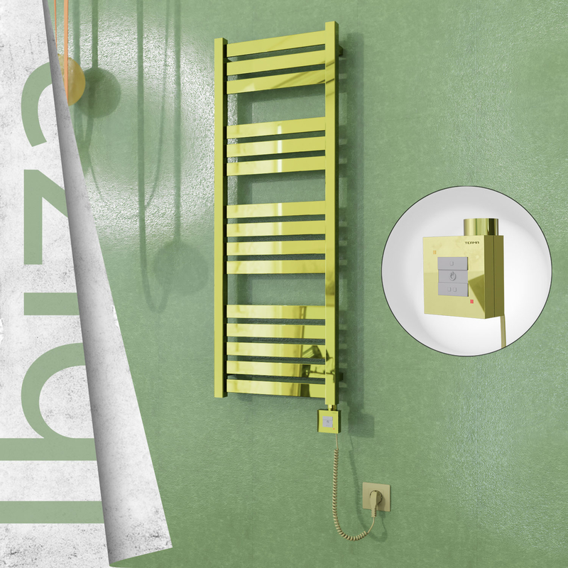 Ibiza Sèche-serviettes Électrique en Inox 400x1165 Doré (KTX1 Thermostat) 300W Câble Spiralé 