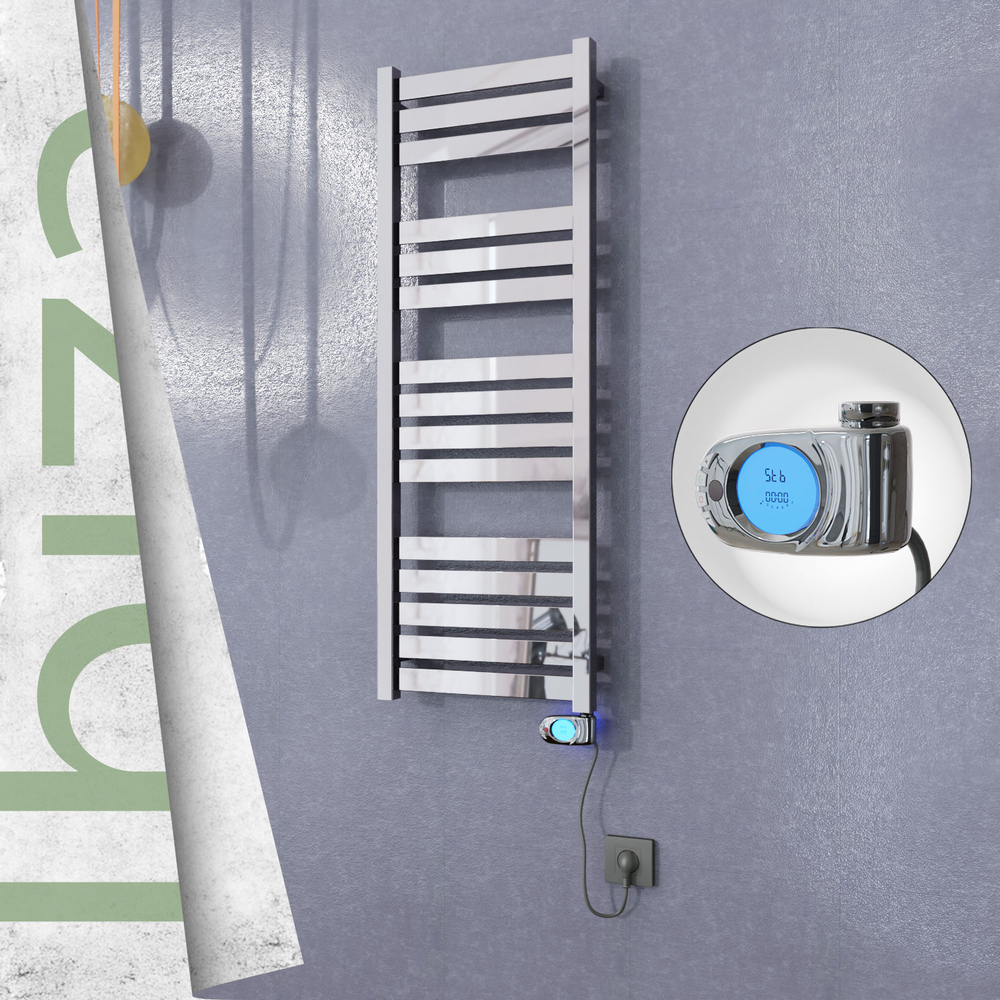 Ibiza Sèche-serviettes Électrique en Inox 400x1165 Poli Miroir (Musa Thermostat) 300W - 1