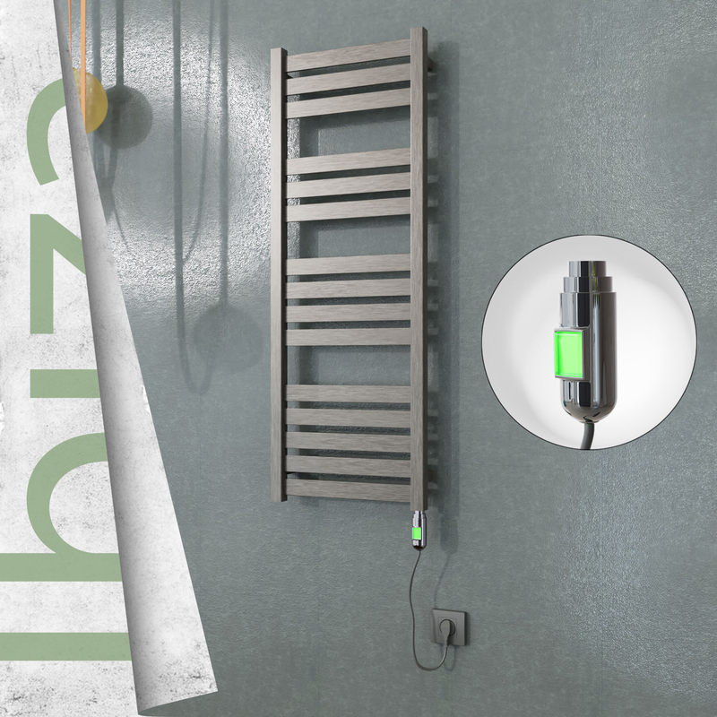 Ibiza Sèche-serviettes Électrique en Inox 400x1165 Poli Satiné (Interrupteur Marche/Arrêt) 300W 