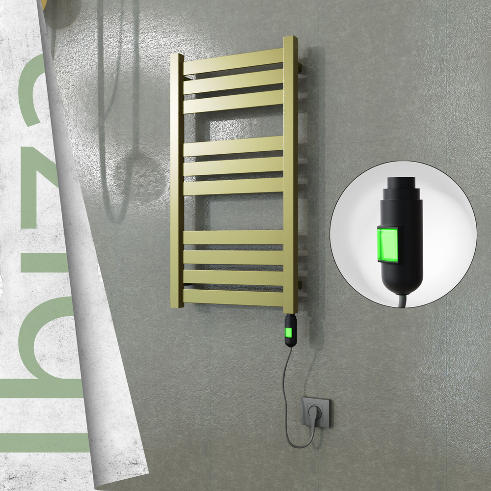 Ibiza Sèche-serviettes Électrique en Inox 400x780 Doré Satiné (Interrupteur Marche/Arrêt) 200W - 1