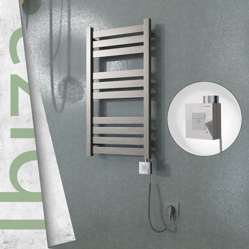 Ibiza Sèche-serviettes Électrique en Inox 400x780 Doré Satiné (KTX1 Thermostat) 200W Câble Spiralé 