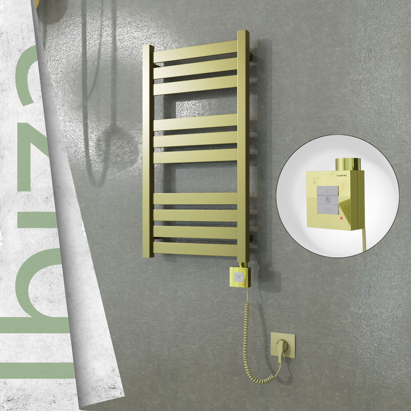 Ibiza Sèche-serviettes Électrique en Inox 400x780 Poli Satiné (KTX1 Thermostat) 200W Câble Spiralé 
