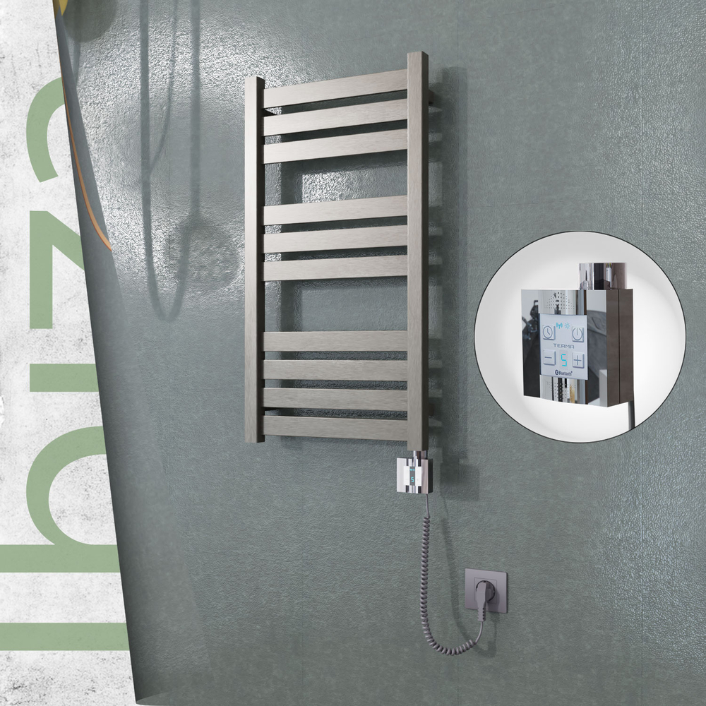 Ibiza Sèche-serviettes Électrique en Inox 400x780 Poli Satiné (KTX4 Thermostat) 200W Câble Spiralé - 1
