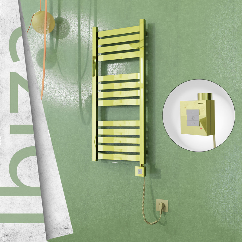 Ibiza Sèche-serviettes Électrique en Inox 400x960 Doré (KTX1 Thermostat) 300W Câble Spiralé