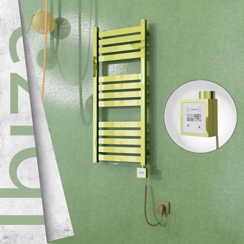 Ibiza Sèche-serviettes Électrique en Inox 400x960 Doré (KTX3 Thermostat) 300W Câble Spiralé 