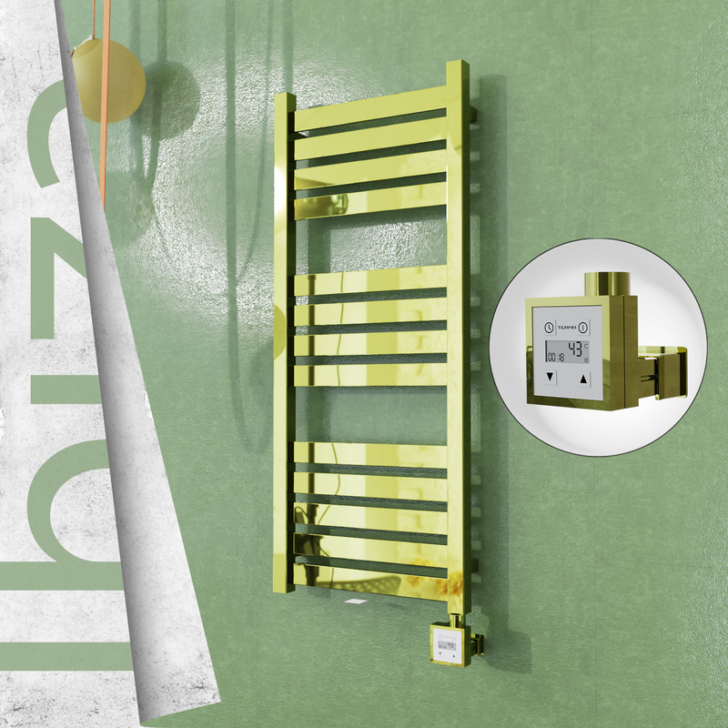 Ibiza Sèche-serviettes Électrique en Inox 400x960 Doré (KTX3 Thermostat) 300W 