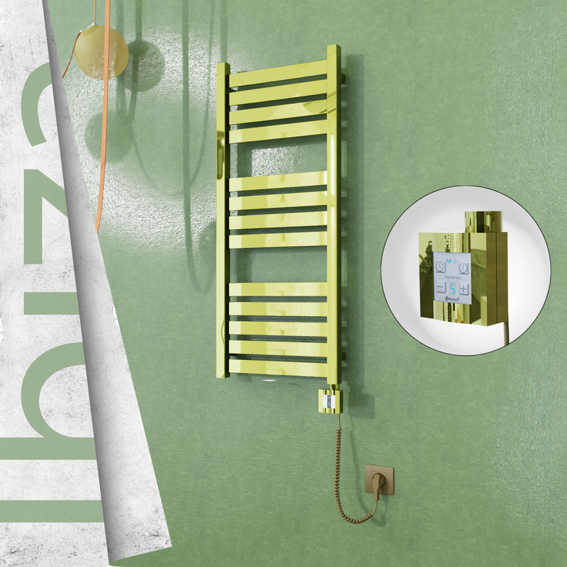 Ibiza Sèche-serviettes Électrique en Inox 400x960 Doré (KTX4 Thermostat) 300W Câble Spiralé 