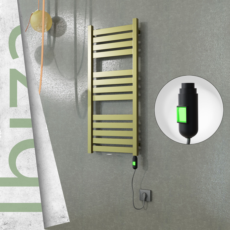 Ibiza Sèche-serviettes Électrique en Inox 400x960 Doré Satiné (Interrupteur Marche/Arrêt) 300W 