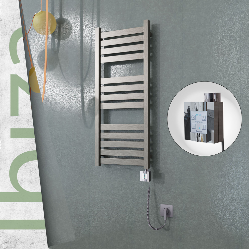 Ibiza Sèche-serviettes Électrique en Inox 400x960 Poli Satiné (KTX4 Thermostat) 300W Câble Spiralé - 1