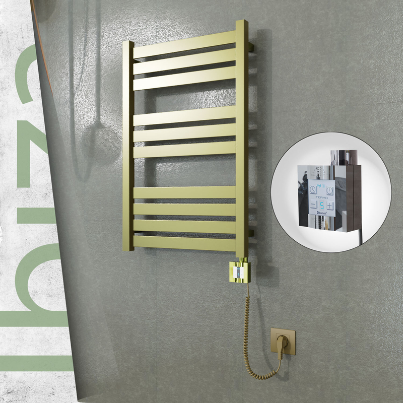 Ibiza Sèche-serviettes Électrique en Inox 500x780 Doré Satiné (KTX4 Thermostat) 300W Câble Spiralé 