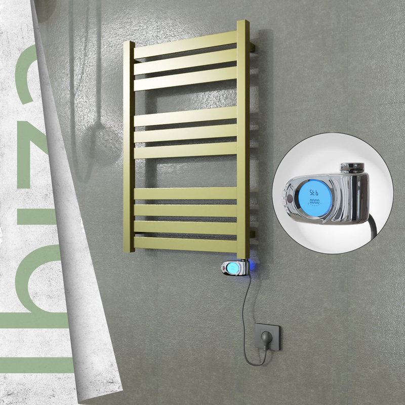 Ibiza Sèche-serviettes Électrique en Inox 500x780 Doré Satiné (Musa Thermostat) 300W