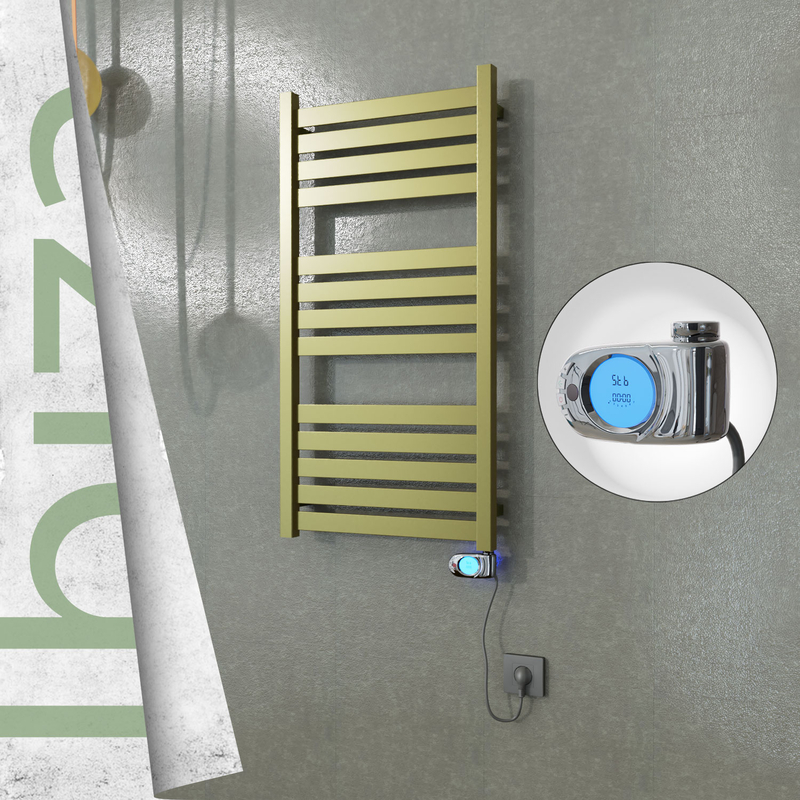 Ibiza Sèche-serviettes Électrique en Inox 500x960 Doré Satiné (Musa Thermostat) 300W 