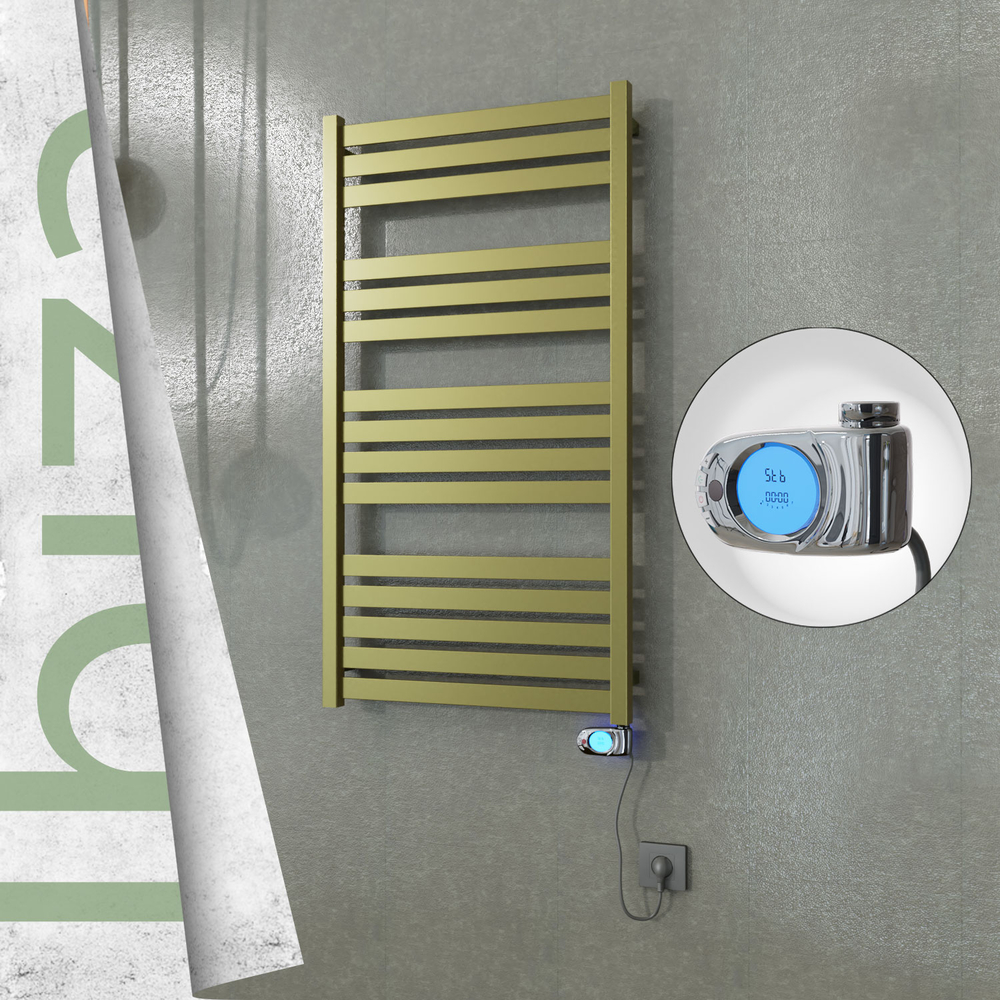Ibiza Sèche-serviettes Électrique en Inox 600x1165 Doré Satiné (Musa Thermostat) 600W - 1