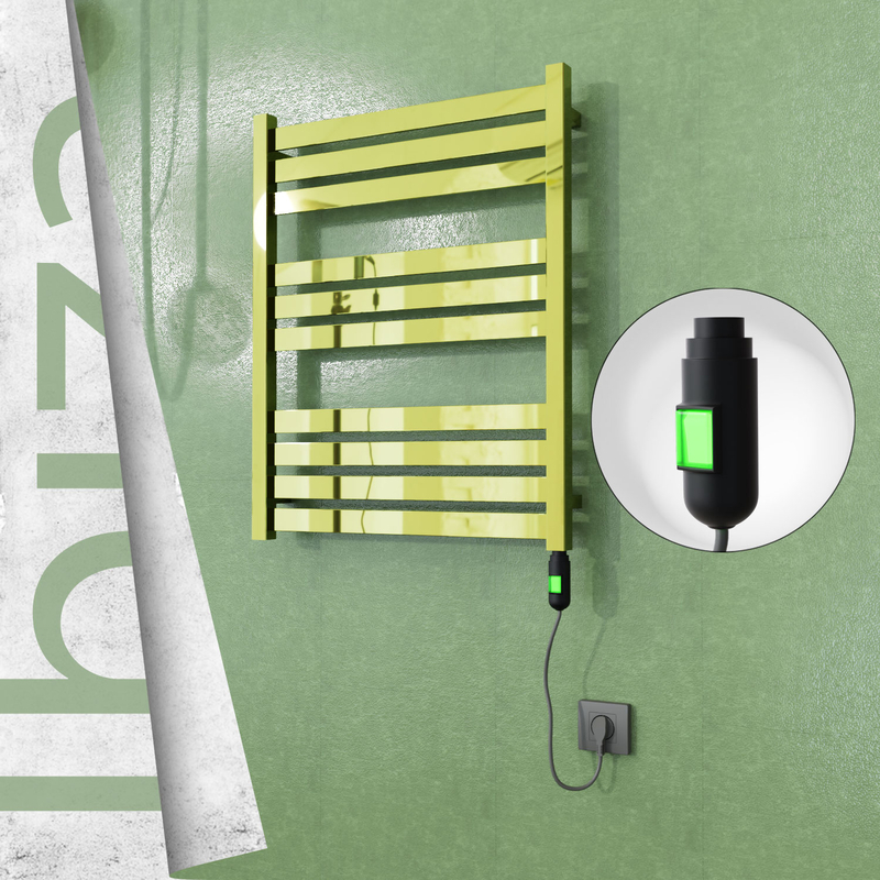 Ibiza Sèche-serviettes Électrique en Inox 600x780 Doré (Interrupteur Marche/Arrêt) 300W 