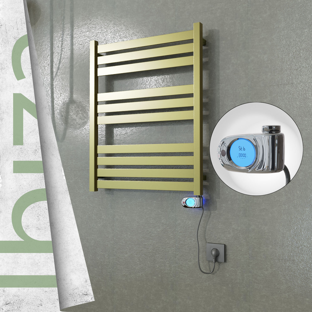 Ibiza Sèche-serviettes Électrique en Inox 600x780 Doré Satiné (Musa Thermostat) 300W - 1
