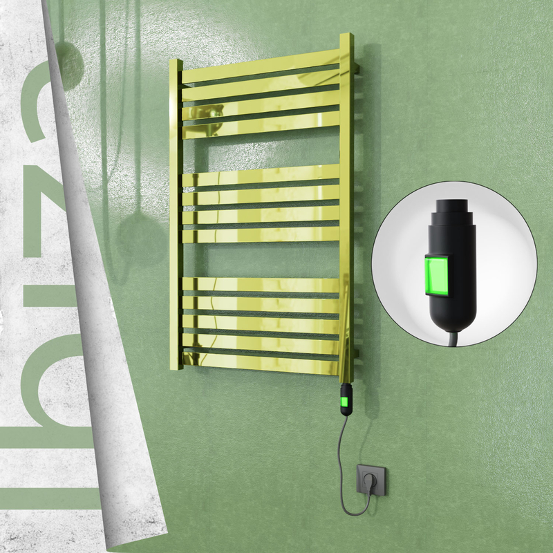 Ibiza Sèche-serviettes Électrique en Inox 600x960 Doré (Interrupteur Marche/Arrêt) 300W 