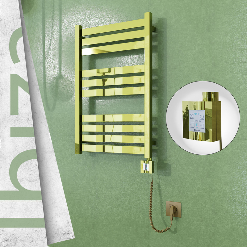 Ibiza Sèche-serviettes en Inox 500x780 Doré (KTX4 Thermostat) 300W Câble Spiralé 