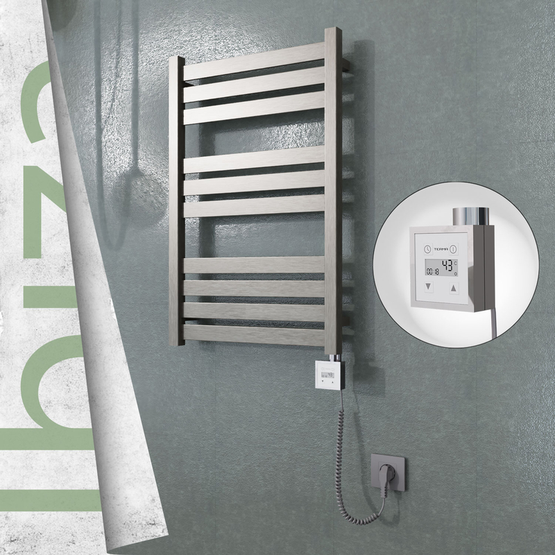 Ibiza Sèche-serviettes en Inox 500x780 Poli Satiné (KTX3 Thermostat) 300W Câble Spiralé 