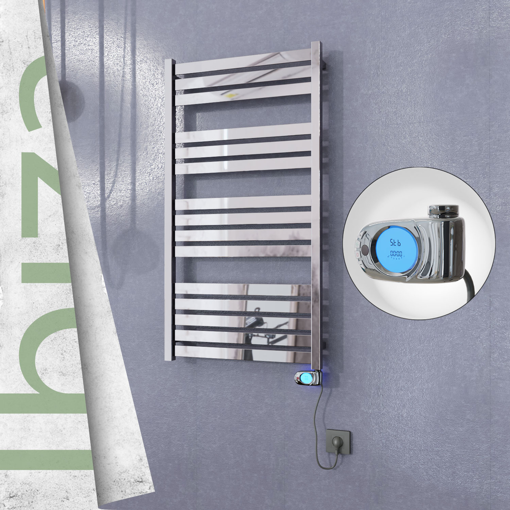 Ibiza Stainless Steel Electric Towel Warmer 600x1165 Polished Finish (Musa Thermostat) 300 W - 2