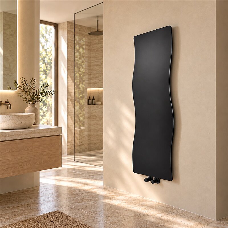 Kiribati Slim Design Towel Rail 402x990 Black