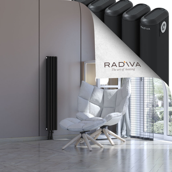 Kotto Aluminium Radiator 1200x176 Black Bottom Left 50mm