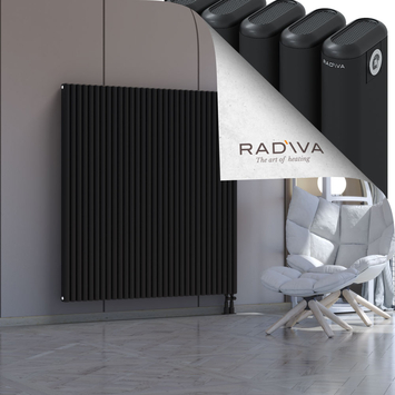 Kotto Aluminium Radiator 1500x1391 Black Bottom Right 50mm