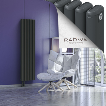 Kotto Aluminium Radiator 1600x401 Dark Anthracite Bottom Left 50mm