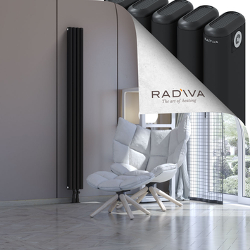 Kotto Aluminium Radiator 1800x176 Black Bottom Middle 50mm