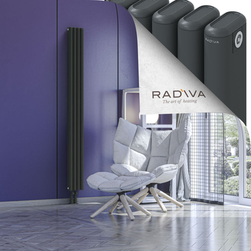 Kotto Aluminium Radiator 1800x176 Dark Anthracite Bottom Left 50mm