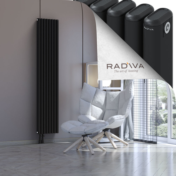 Kotto Aluminium Radiator 1800x356 Black Bottom Left 50mm