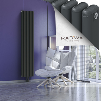 Kotto Aluminium Radiator 1800x356 Dark Anthracite Bottom Middle 50mm