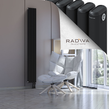 Kotto Aluminium Radiator 1900x221 Black Bottom Right 50mm