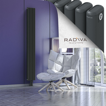 Kotto Aluminium Radiator 1900x221 Dark Anthracite Bottom Middle 50mm