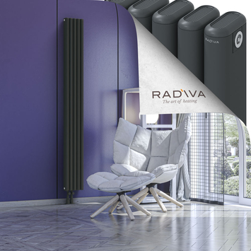 Kotto Aluminium Radiator 1900x221 Dark Anthracite Bottom Left 50mm
